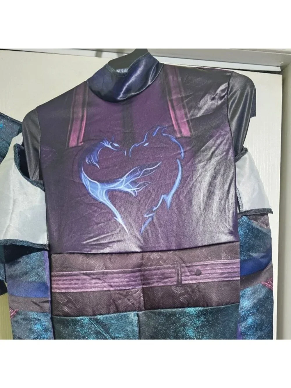 Descendants 3 Mal Deluxe Costume Girl 7-8 Jumpsuit Vest Glovettes Gloves Disney